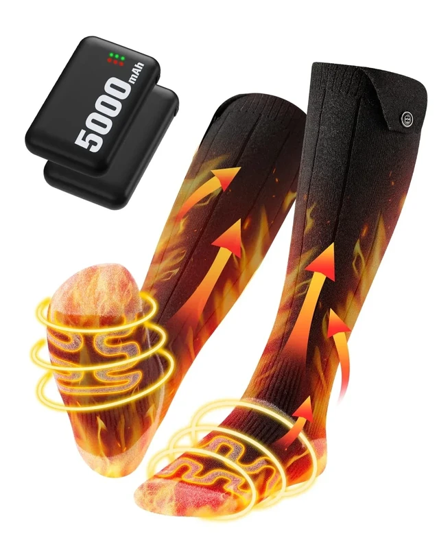 VIWKO Upgraded Beheizbare Socken, 5000mAh Wiederaufladbare Heizsocken