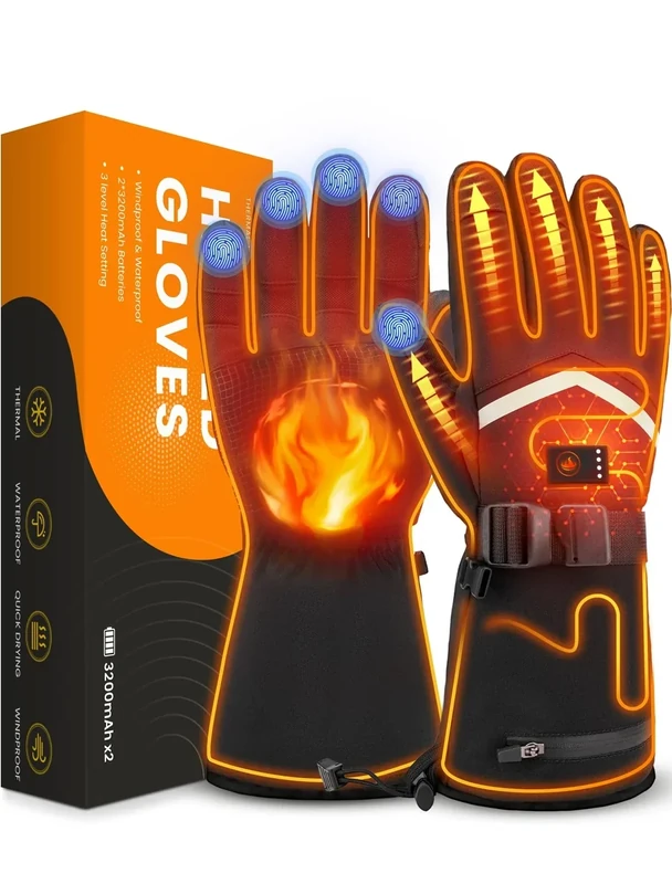 Beheizbare Handschuhe für Herren Damen, Wiederaufladbare Beheizte Handschuhe 3200mAh mit Touchscreen, tauchen im freien, jagen, campen, Reisen, Angeln, Radfahren als Geschenk für männer und Frauen