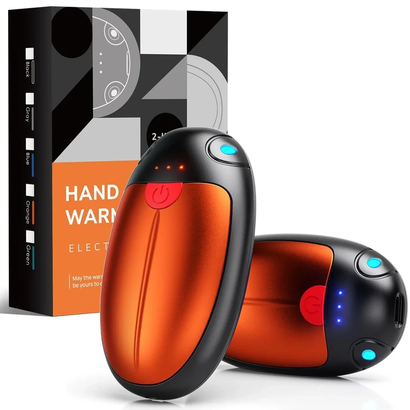 VTHW Handwärmer Wiederaufladbar, Handwärmer Elektrisch 2er-Set 20 Stunden Wärme, Taschenwärmer Tragbare mit 3 Temperaturstufen für Outdoor-Sport Raynaud's Arthritis (Orange)