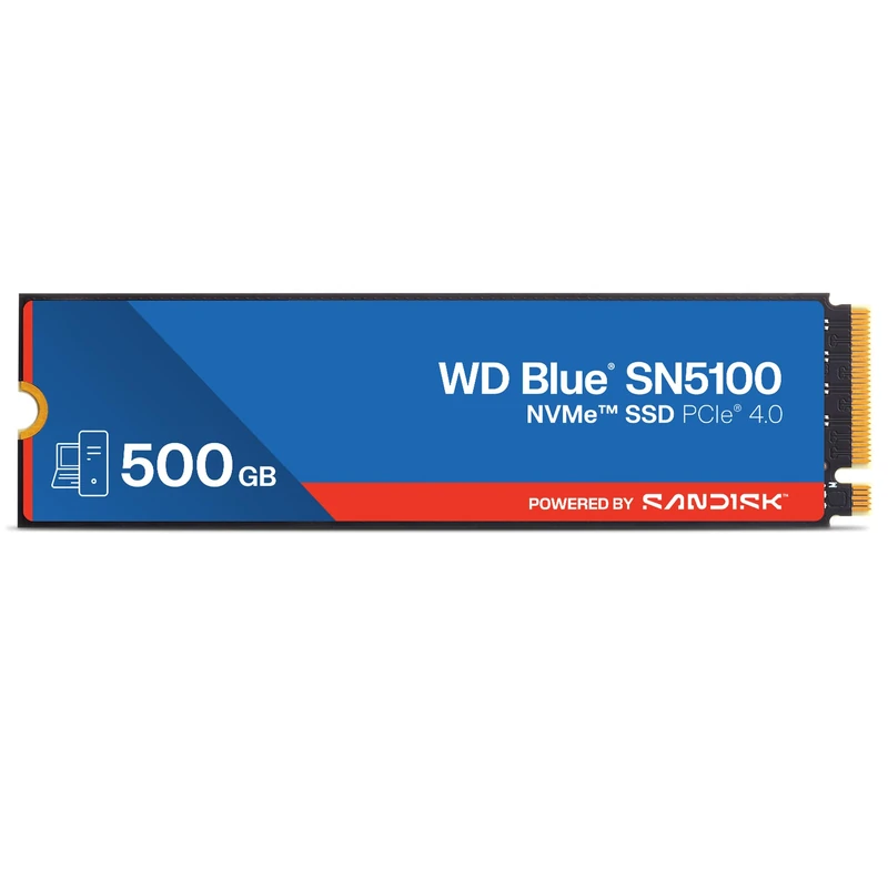 WD Blue SN5100 NVMe SSD 500 GB (6.600 MB/s Lesegeschwindigkeit, M.2 2280, PCIe Gen 4.0, nCache 4.0, SanDisk 3D CBA NAND-Technologie, Acronis True Image)