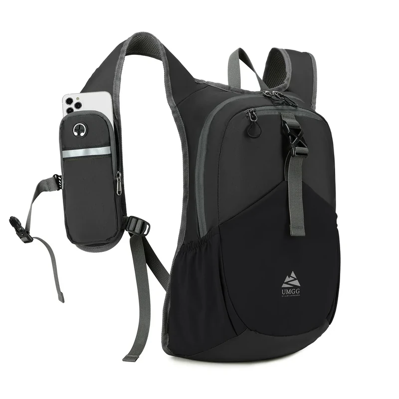 UtiaMiaoGonGo 15L Wanderrucksack Kleiner Damen Herren Leichter Faltbarer Daypack Tagesrucksack Trekkingrucksack für Camping Outdoor Reisen, Schwarz - Image 1