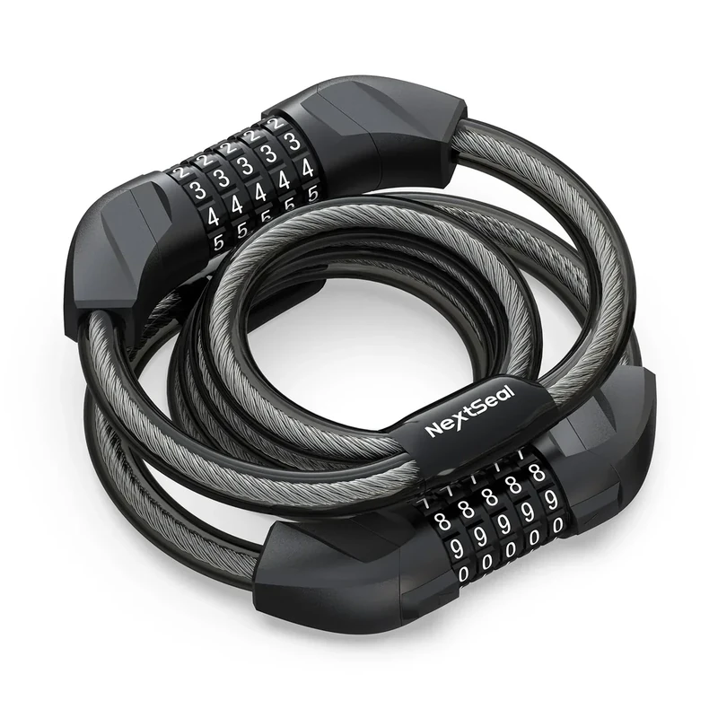 NextSeal E Scooter Schloss – Doppeltes Zahlenschloss mit 5-stelligem Code, 12 mm Dickes Kabel, 105 cm Länge – Ideal für E-Scooter, Fahrrad & Roller – Anti-Diebstahl Schloss, Zubehör für E-Scooter