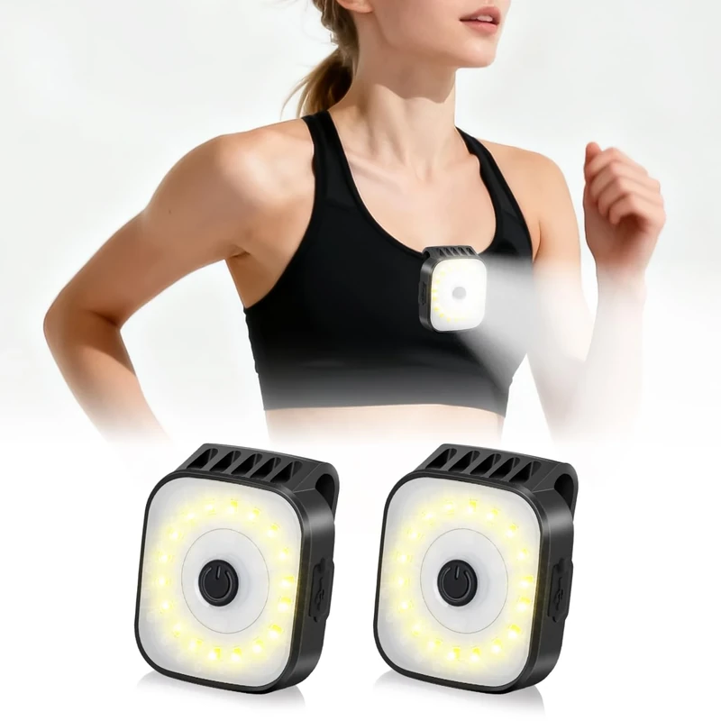 Dokkita Lauflicht Joggen Clip USB, Lauflampe Joggen USB Clip 2 Stück, Jogging Licht mit 4 Licht Modus, LED Clip Lampe Sicherheitslicht Für Joggen, Klettern, Läufer, Angeln, Camping, Wandern