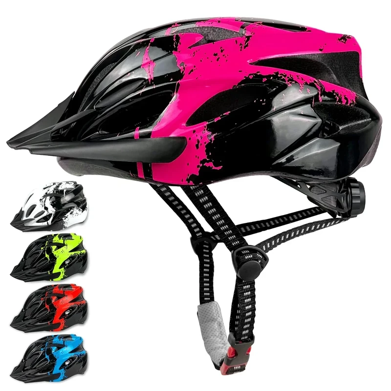 LeapBeast Fahrradhelm Kinder, Verstellbarer Kinderhelm für Jungen und Mädchen im Alter von 3-13 Jahren, Mehrere Belüftungen Helm, Multisport-Kinderhelm mit Visier, Schutzhelm (Rosenrot, M (55-58cm))