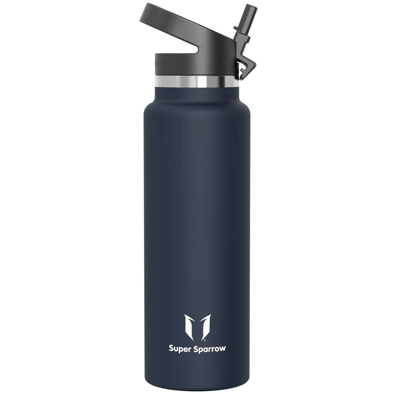 Super Sparrow Trinkflasche Edelstahl 1.5L - Breite Öffnung SwivelSip Thermosflasche - BPA-Frei Thermoskanne, Ergonomisch Trinkflaschen Strohhalm für Sport, Travel, Schule, Outdoor