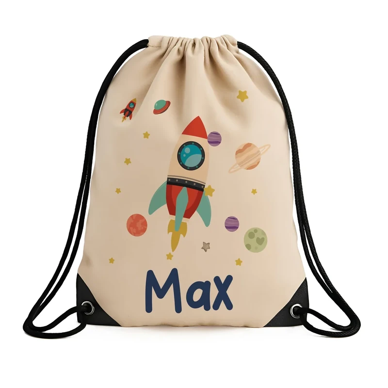 Kidsmood Personalisierter Turnbeutel Kinder mit Namen – Robuster Jutebeutel mit Kordelzug & verstärkten Ecken – Schulranzen, Sportbeutel Mädchen & Jungen – Turnbeutel Kindergarten - [33x45 cm]