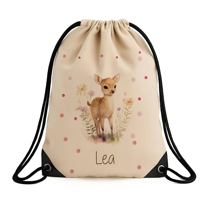 Kidsmood Personalisierter Turnbeutel Kinder mit Namen – Robuster Jutebeutel mit Kordelzug & verstärkten Ecken – Schulranzen, Sportbeutel Mädchen & Jungen – Turnbeutel Kindergarten - [33x45 cm]
