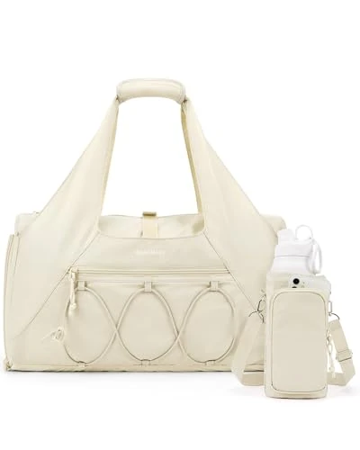 bagsmart Sporttasche für Damen, leichte Reisetasche mit Schuhfach, Weekender mit Nassfach, Workout-Yoga-Tragetasche, Beige