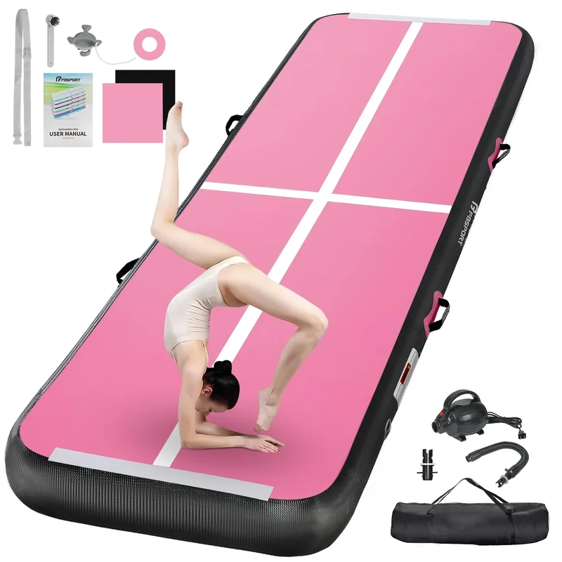 FBSPORT Airtrack Matte, 10cm Hoch Verdicken 3M Tumbling Matte,Gymnastikmatte mit Luftpumpe,Trainingsmatte mit Tragetasche,Turnmatte für Zuhause, Outdoor,Yoga