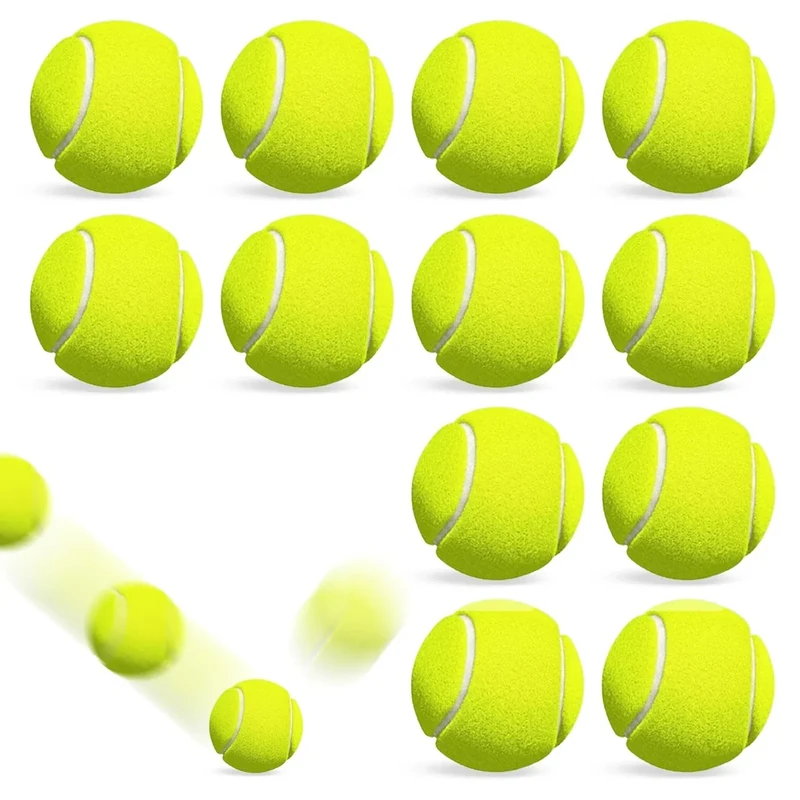 Druuzyl Tennisbälle 12 Stück Freizeit Tennisbälle Tennisbäll Kinder Tennis Balls Sports Training Übungsbälle Tennis Anfänger für Ballmaschinen und Hundespaziergänge