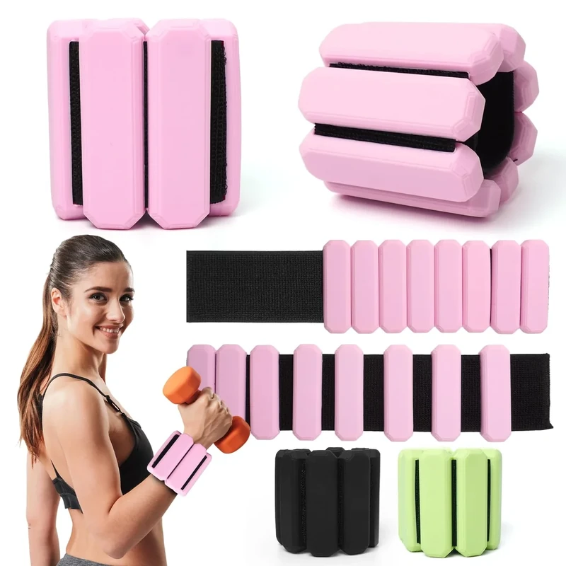 Verstellbare Handgelenkgewichte mit 2 Stück (0,9 kg), Langlebiges tragbares gewichtsmanschetten,ankle weights und Knöchelgewichte für Yoga,Tanz, Pilates, Cardio, Aerobic, Walking (Rosa)