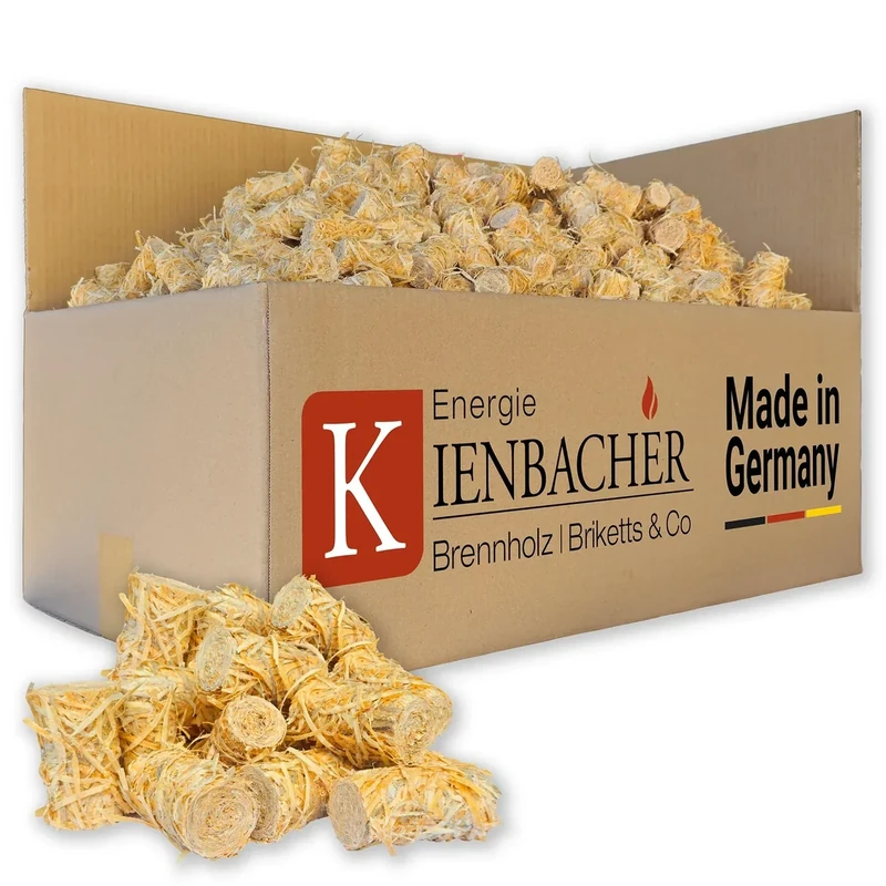 12,5 kg Holzwolle Anzünder natürliche Firestarter Kaminanzünder Grillanzünder Feueranzünder Fire Starter Bio-Anzünder | schnell entfacht für Grill, Pizzaofen. Smoker, Kamin & Ofen | Energie Kienbacher