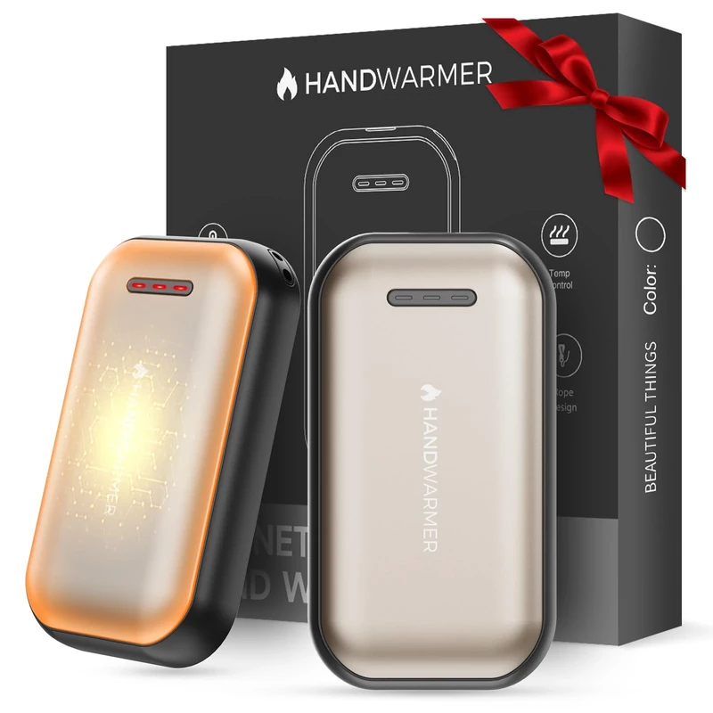 Fitabok Handwärmer Elektrisch 2-Pack – 6000mAh Magnetischer Taschenwärmer, USB-C Elektrische Handwärmer Wiederaufladbar Schnellheizung, 3 Heizstufen Bis 55°C, für Outdoor, Camping, Golf, Raynaud