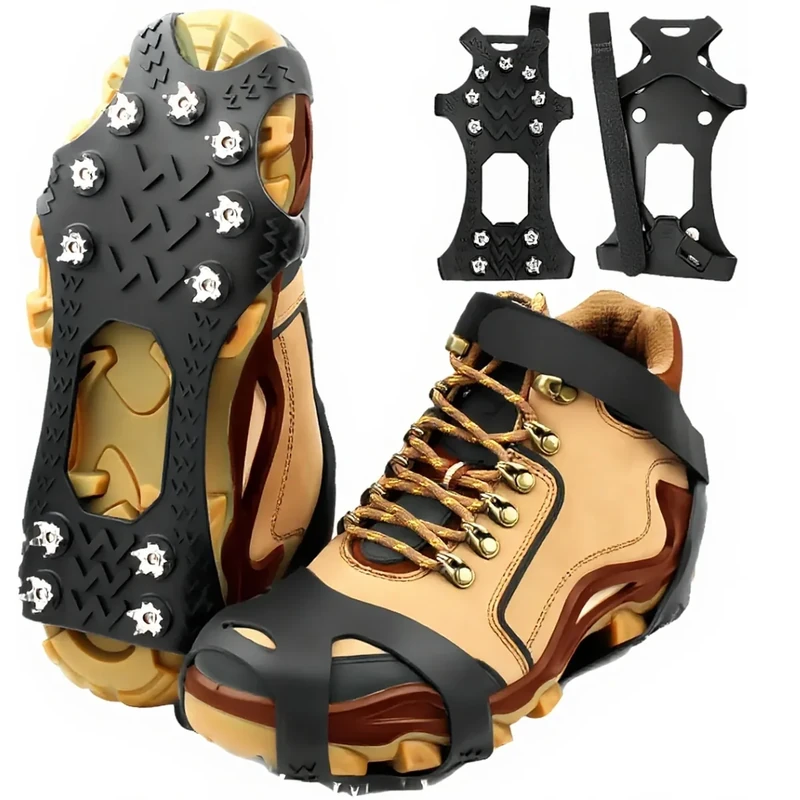 SYNYOUR Steigeisen, Spikes für Schuhe Wanderschuhe Bergschuhe, Grödel für Winter Gehen Wandern Trekking EIS, Schuhspikes Ice Schuhkrallen Eisspikes Edelstahl, XL