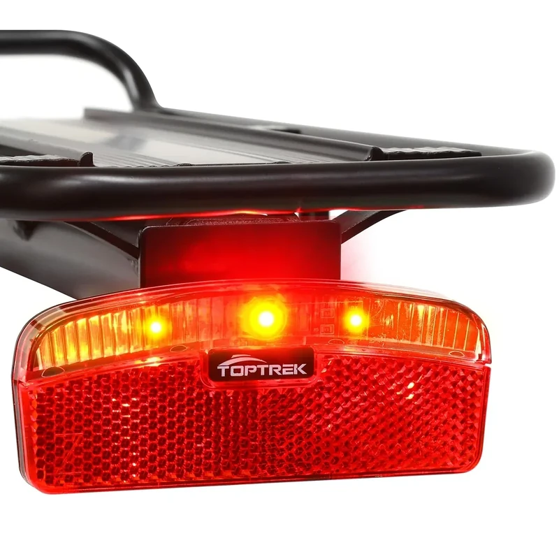 toptrek Fahrrad Rücklicht Dynamo und E-Bike, StVZO Zugelassen Rücklicht Fahrrad Gepäckträger mit Reflektor, LED Rücklicht Fahrrad Dynamo mit 8cm Lochabstand, IPX4 Wasserdicht Fahrradlicht Hinten