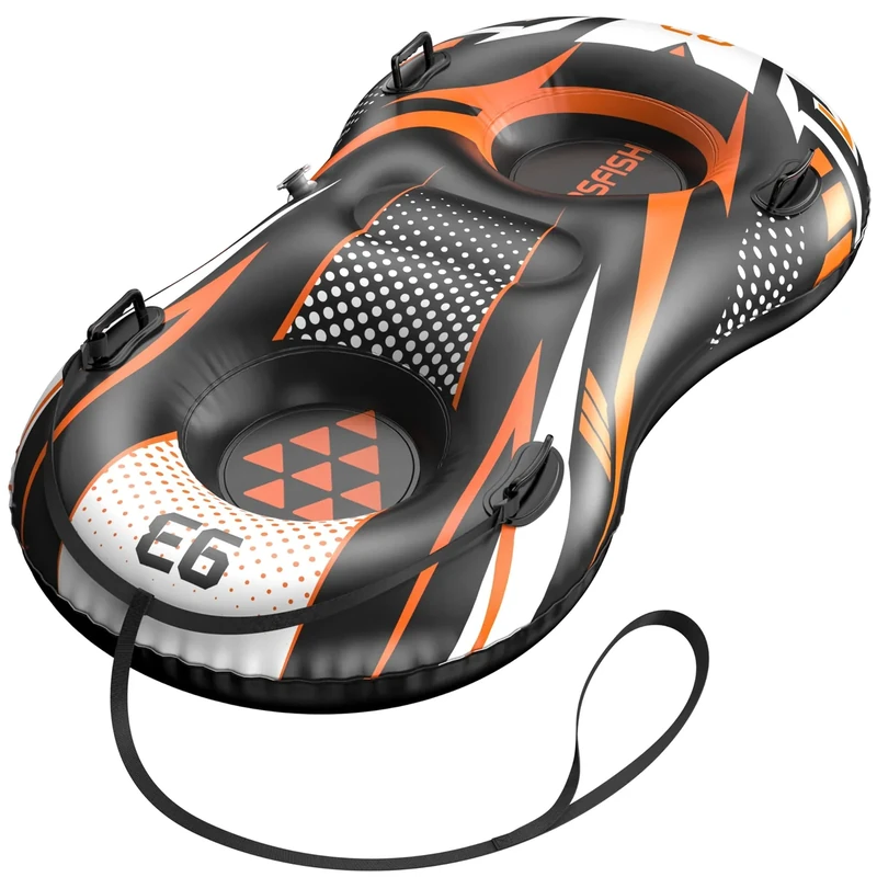 Airsfish Aufblasbare Schlitten Snow Tube mit Towable Leine,Große 2 Sitze Schnee Schlitten Heavy-Duty Cover Wear-Resistant & Anti-Freeze Material Sledding Schläuche für Winter Skating Sport