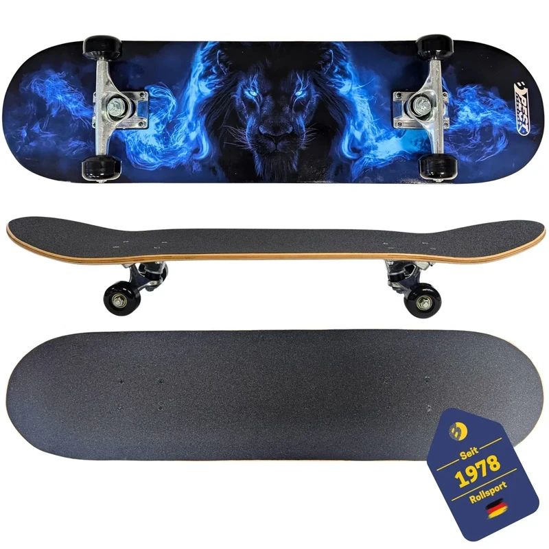 BEST SPORTING Skateboard Lion – Robustes Holzdeck & ABEC 5 Kugellager für Anfänger & Fortgeschrittene – Skateboard Löwe