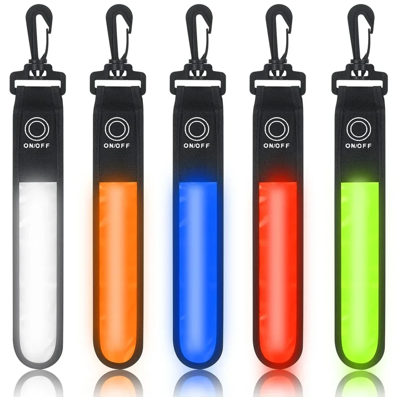 Kssvzz 5 Stück LED Blinklicht Schulranzen, 3 Licht Modi Kinder Sicherheitslicht, Reflektierende Lichtband Reflektor Anhänge für Laufen, Bergsteigen, Wandern