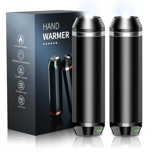 SUPPOU Magnetische Handwärmer mit Taschenlampe, 2er-Pack Handwärmer wiederaufladbar 5000mAh batteriebetrieben, elektrischer tragbarer Taschenheizer, 3 Stufen Wärme für Outdoor, Ideengeschenke für