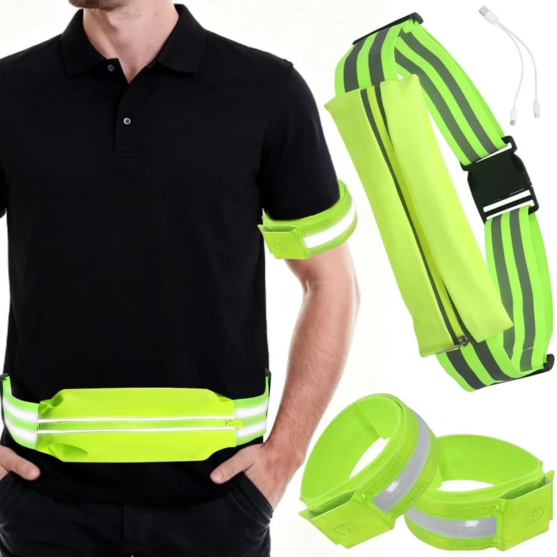 3 Stück Reflektorband, Lauflicht Joggen, Reflektoren Fahrrad, Leuchtband Joggen, Reflektoren Kleidung, Reflektor Leuchtband, Lauflicht Reflektoren für Radfahren Wandern Joggen Wandern Erwachsene