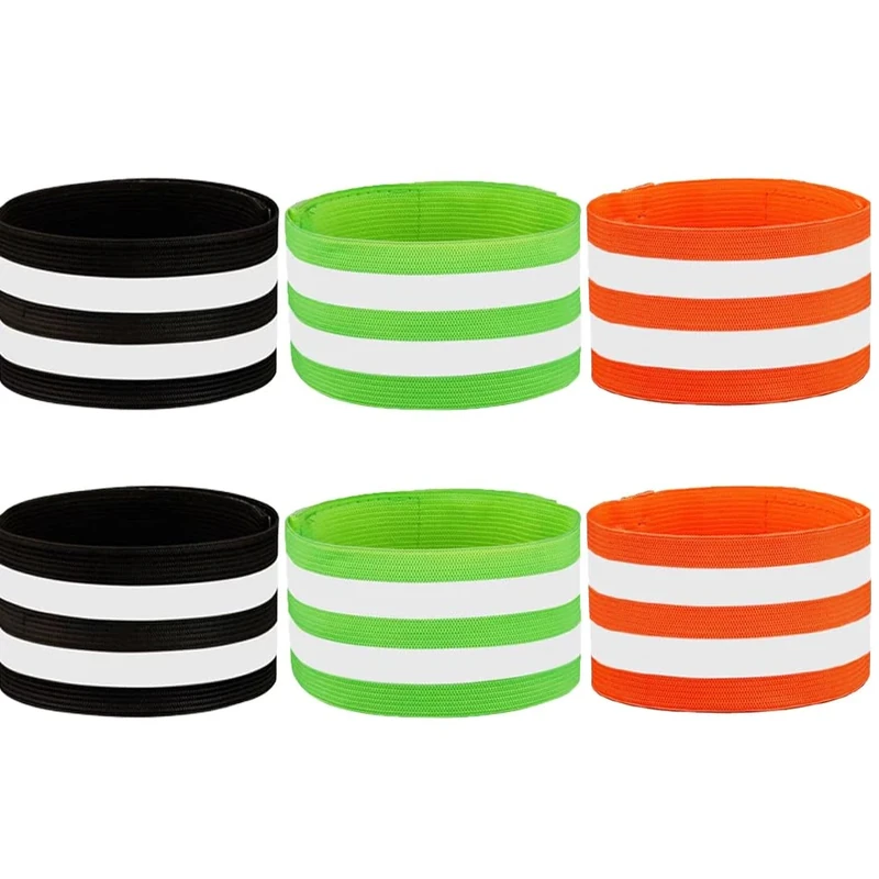 Lxtness 6 Stück Reflektorband(Schwarz,Grün,Orange) für Outdoor Joggen Wandern, Laufen, Hosenklammer Fahrrad, Sicherheits Reflektoren Kleidung, Hosenschutz Fahrrad, Reflektierende Armband 35 x 5 cm