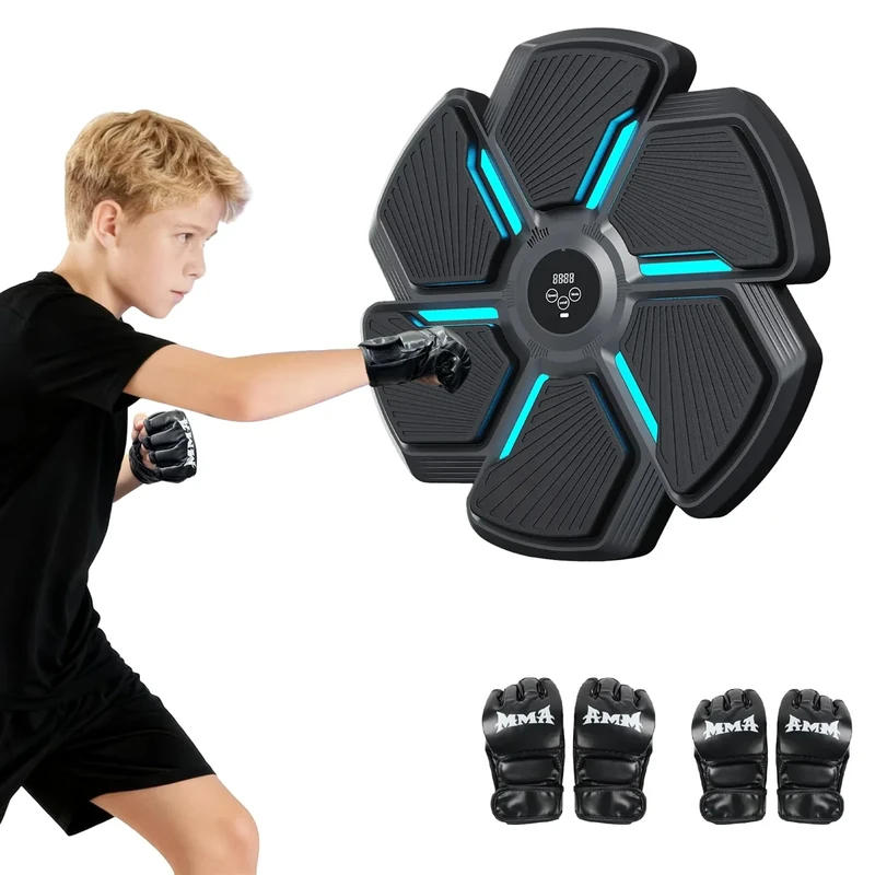 TOFFCAEA Music Boxing Machine, Musik Boxmaschine Bluetooth, mit Boxhandschuhen, 9 Geschwindigkeitsmodi & 9 Schlagmodus, Wandmontage möglich, Für Erwachsene und Kinder (Music Boxing Machine#2)