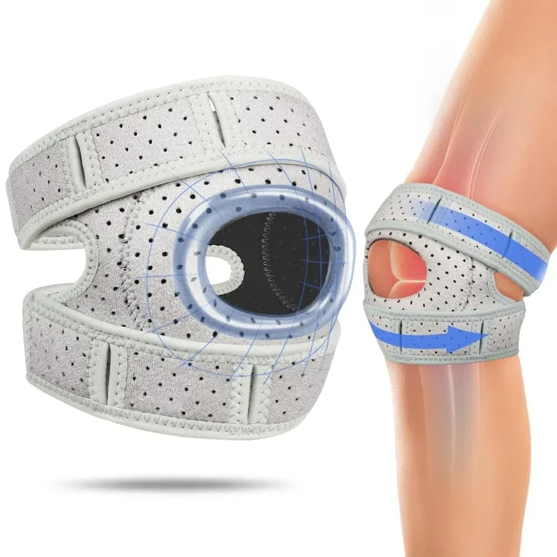 Fefod Kniebandage Für Männer Damen, Verstellbare Patella Kniebandage, Neue Atmungsaktive Bandage Knie, Kniestütze Knee Support für Meniskusriss Knieschmerzen Sport Arthritis Erholung (Grau)