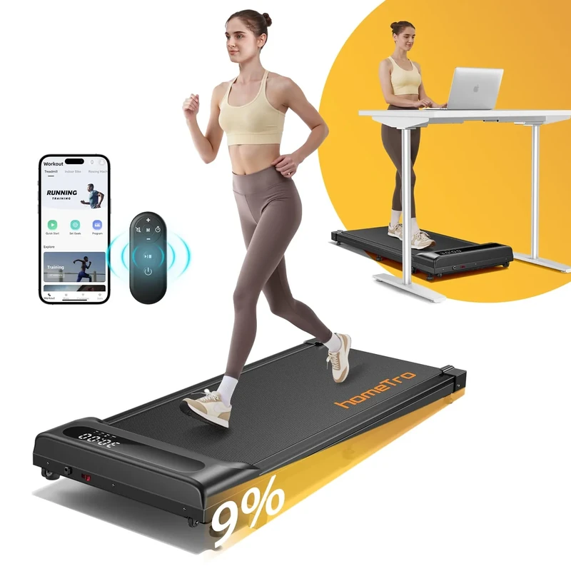 Elektrisches Laufband für Zuhause und Büro | Walking Pad klappbar mit manueller Neigung, Geschwindigkeit 1-8 km/h, Steuerung per App und Fernbedienung, platzsparendes Design, ohne Montage