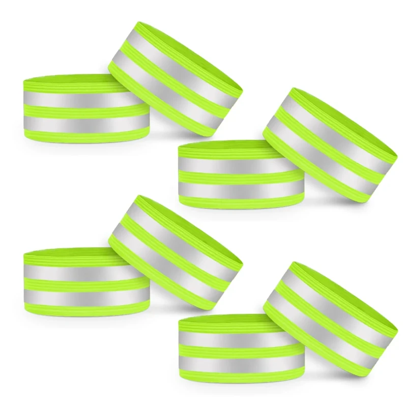 VERY IMPORTANT RUNNER - Reflektierende Armbänder mit Doppel-Reflexstreifen - 5 cm Breite - 8 cm Verstellbarer Verschluss & 360° Sichtbarkeit - Für Arme, Beine & Knöchel (Fluoreszierend, 8 Stück)