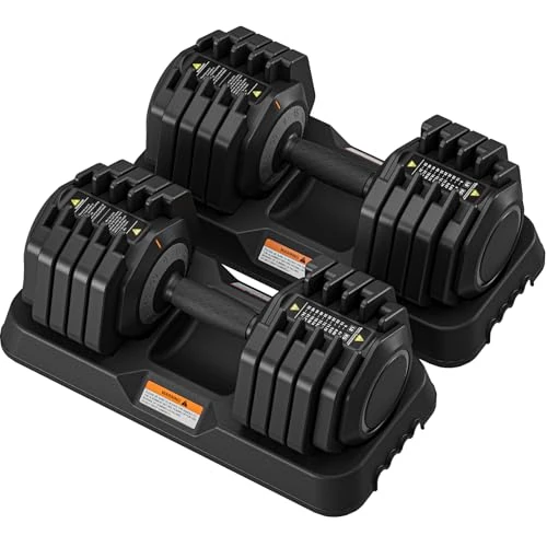 Dripex Verstellbare Hanteln, 25 kg, 10 Gewichte, Set mit einstellbaren Gewichten, für Heim-Fitnessgeräte, rutschfester Griff mit Sicherheitsverriegelungsmechanismus, für Damen und Herren