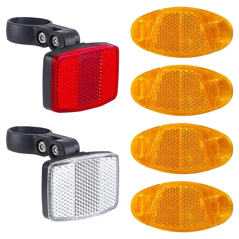 Xynovate Fahrrad Reflektoren Set Vorne Hinten, Orange Set Katzenaugen mit StVZO-Prüfzeichen Speichen Reflektor Reflector für Rennrad, MTB, E-Bike, Kinder Fahrrad [6er Set]