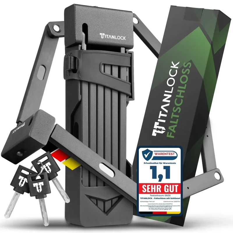 TITANLOCK Fahrradschloss Faltschloss Diebstahlsicher [Das Original] Schnelle + Leichte Montage Rostfrei Sicherheitsstufe 10/10