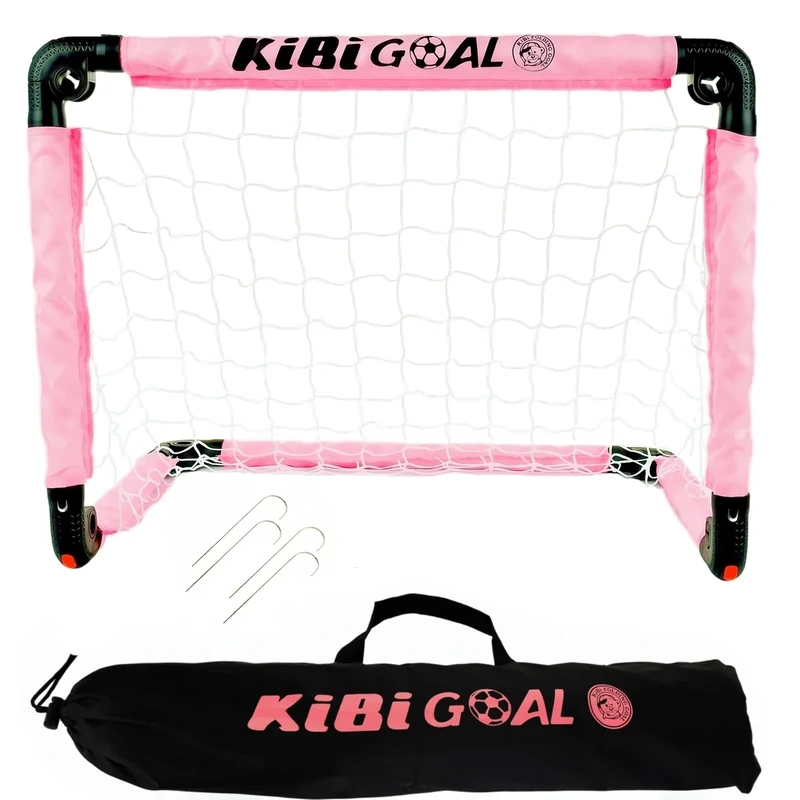 KiBiGOAL Fussballtor Kinder Fußballtor Faltbares, Klappbares Fußballtor 60×45×45 cm Rosa für Drinnen & Draußen,Mini Fussballtor für Garten, Fußballspielzeug für Weihnachten und Geburtstagsgeschenke