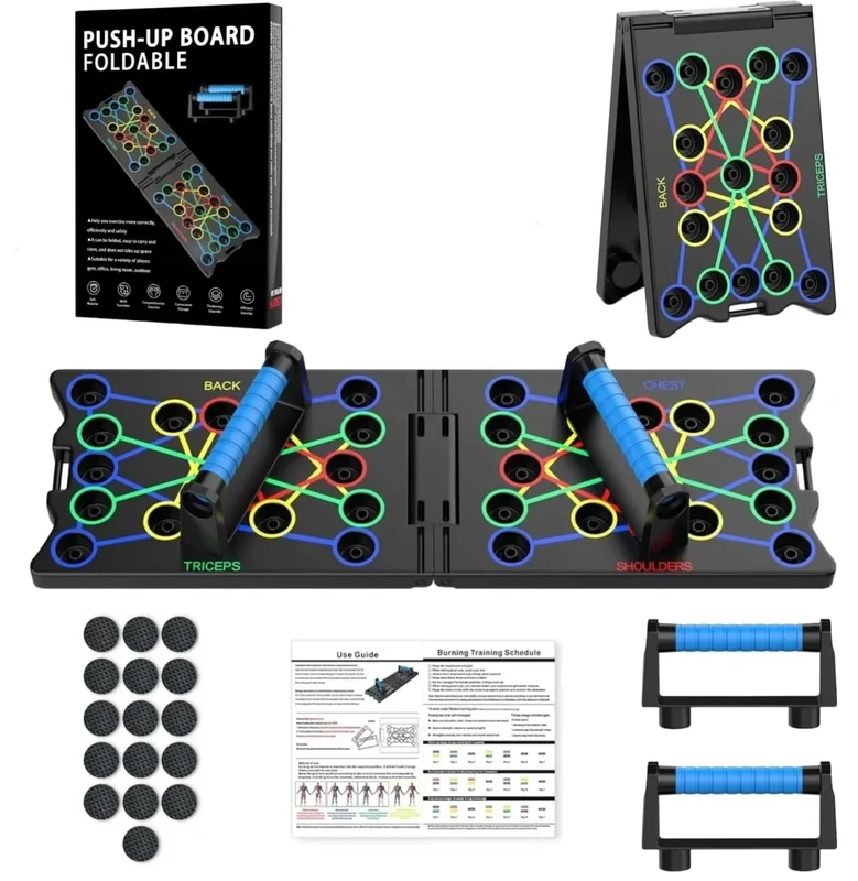 Push Up Board, 24 in 1 Faltbare Tragbare Liegestütz Brett mit 2 Handgriff, Multi-Funktions Portable Liegestützgestell Effektiv Trainieren die Muskeln für Männer Frauen