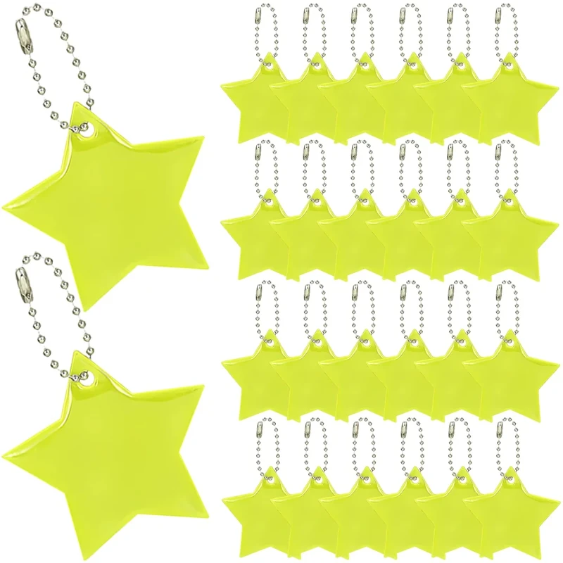 Seamart Sicherheits Reflektor-Anhänger Schulranzen Leuchtend, Kinder Reflektoren Sicherheits-Anhänger als Party Mitgebsel Geschenk geeignet für Schultasche Kleidung Rucksack Radfahren(24 Stück Stern)