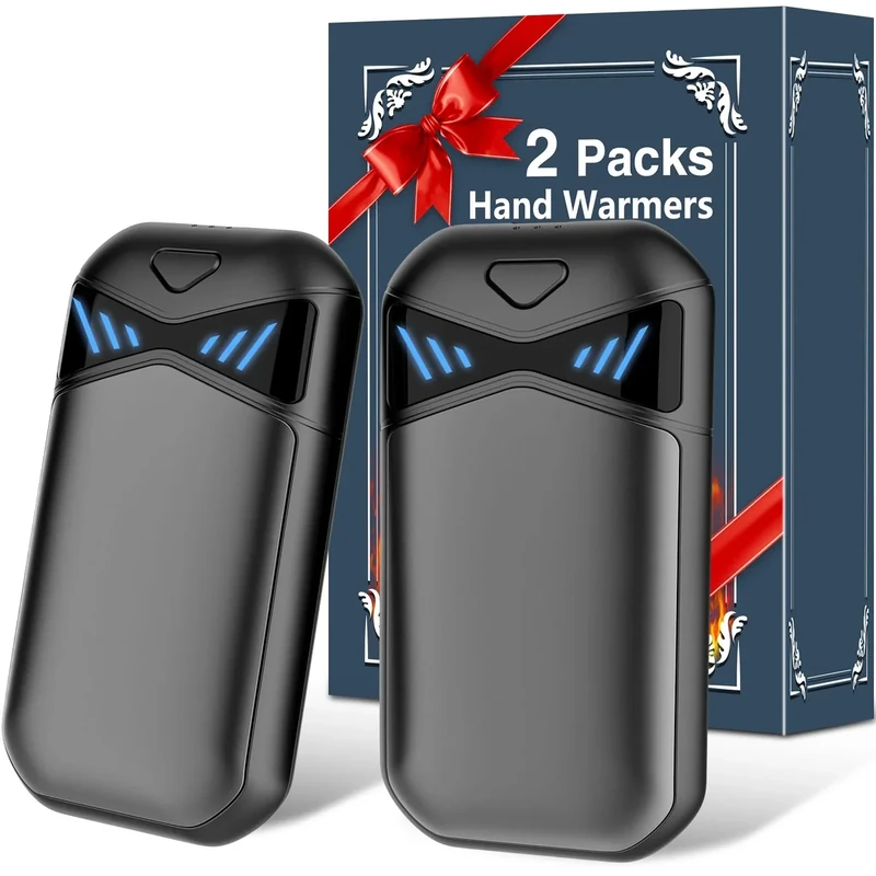 DDKJ Handwärmer Elektrisch Wiederverwendbar 2er-Pack,7000mAh Magnetisch Taschenwärmer aufladbar Hand Warmers 3 Heizstufen bis zu 55°C, Tragbare Klein Taschen Wärmer für Kinder/Männer/Frauen Schwarz