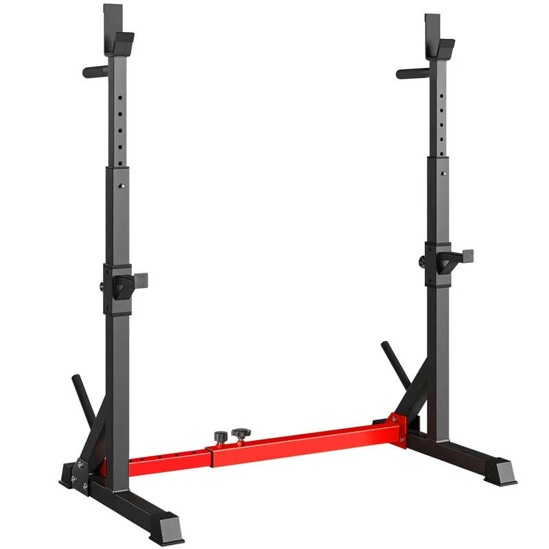LIFERUN Squat Rack Hantelständer, Kniebeugenständer, verstellbare Langhantelablage höhenverstellbar, Multifunktions Barbell Rack für für Sportstudio Zuhause Gewichtheben Bankdrücken bis 250 kg (Rot)