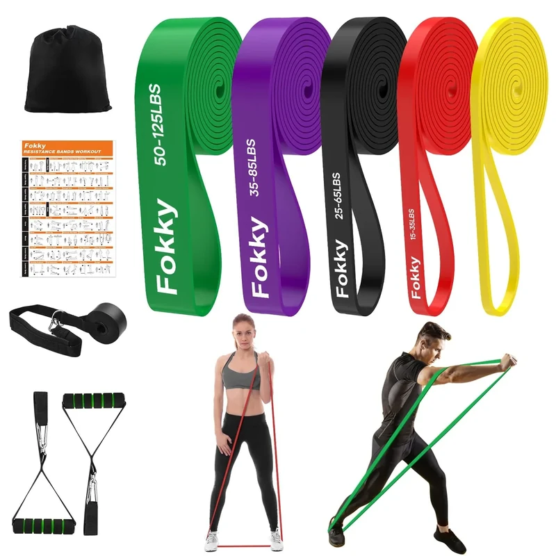 Fokky Fitnessbänder Widerstandsbänder mit Tasche,Türanker,Griffe,Knöchelriemen,Resistance Bands Ideal für Yoga,Pilates,Muskelaufbau