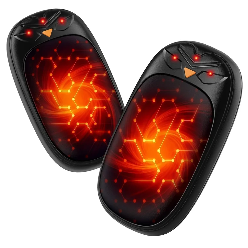 Handwärmer Elektrisch 2 Pack, Magnetisch 3 Stufen Heizung Tragbare USB Handwärmer Aufladbar 5000mAh Akku, Wiederverwendbar Taschenwärmer für Outdoor Winter Camping, Weihnachten Geschenk Männer Frauen