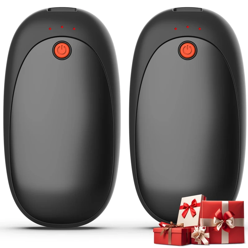Mezeic 2er-Pack Magnetischer Handwärmer, Wiederaufladbar 6000mAh USB Taschenwärmer Elektrische Handwärmer Outdoor Camping Winter-Essentials (Schwarz)
