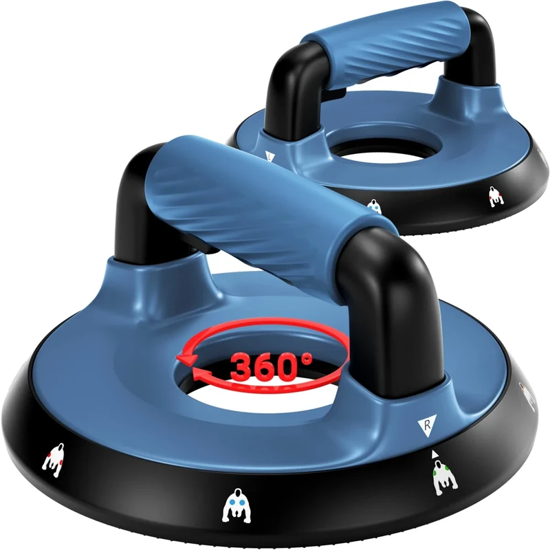 360° Verstellbare Liegestützgriffe - Oberkörper Trainingsgerät für Brust, Rücken, Schultern, Bizeps & Trizeps, Abnehmbare Silikon-Griffe, Rutschfeste Gummifüße (Blau)