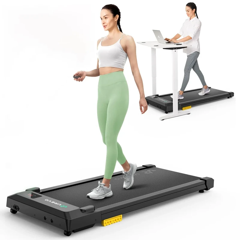 UREVO Laufband, kompakt, 1 – 6 km, leises Laufband mit einer Taste, Fernbedienung & SmartApp-Steuerung, faltbar und leicht, für Büro und Zuhause, tägliche Fitness ohne Lärm