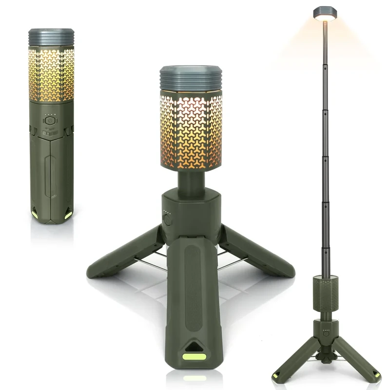 Qinzhuo Teleskop Campinglampe, 10500mAh Aufladbar Camping Licht mit Aufbewahrungstasche, Tragbare Wasserdichte Campingleuchte mit Magnetischer (Grün)