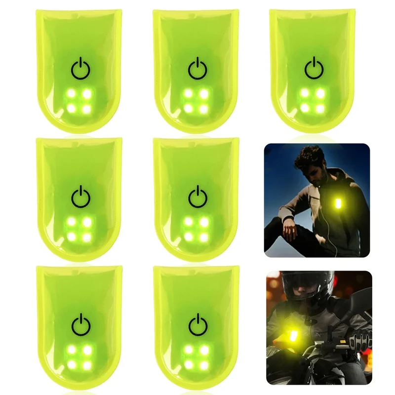 GAOUTO 7 Stück LED Clip Blinklicht Kinder, 2 Modi 4 LED Reflektoren Kinder Sicherheitslicht, LED Clip Reflektierende Lichtband Kinder für Schulranzen, Kindersicherheit Rucksack, Sportbeutel, Joggen