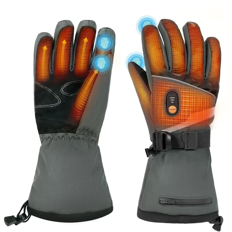 Minthouz Beheizbare Handschuhe für Herren Damen, 7.4V Akku Beheizte Handschuhe, 3 Heizstufen Heated Gloves mit Wetterfest & Touchscreen für Arbeit im Freien,Radfahren, Skifahren - XL