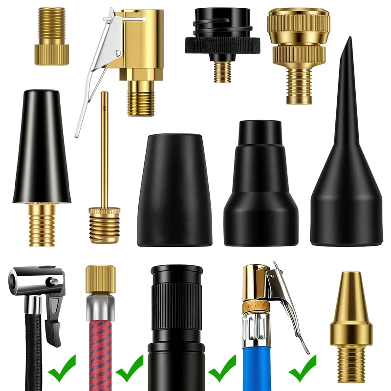 WATSABRO Fahrradventil Adapter Set, 10-teiliges Druckluft Kompressor Zubehör und Luftpumpe Adapter Set, kompatibel mit Standard-Luftschläuchen und Reifenfüllgeräten