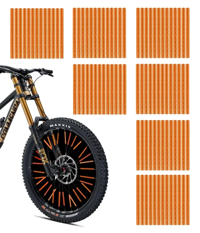 SUCCEFORT 84 Stück Bunte Speichenreflektoren Fahrrad Set, 360°Sichtbarkeit Reflektoren, 7 Farben Speichenreflektoren Fahrrad, Einfache Montage und Demontage für Speichenfahrrad, Orange