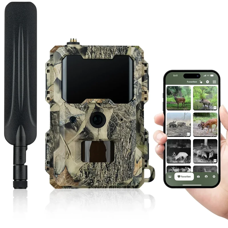 DÖRR Cloud Mini 4G/LTE Wildkamera, Überwachungskamera, Simlockfrei, iOS/Android/Web App, 4G Bild-& Videoversand, 12MP Bilder, Full HD1080P Videos, Infrarotblitz, Fotofalle, Jagdkamera, Bewegungsmelder