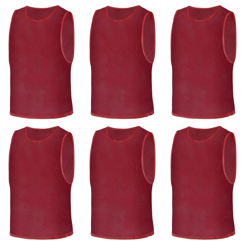 AUYAO Fussballtraining Leibchen Fubball Kinder 6 Set Herren Mesh Trimmage Trainingsleibchen Fußball Trainingsweste Sport Markierungshemd Damen Westen Fussball Volleyball Basketball Teamtraining XL,Rot