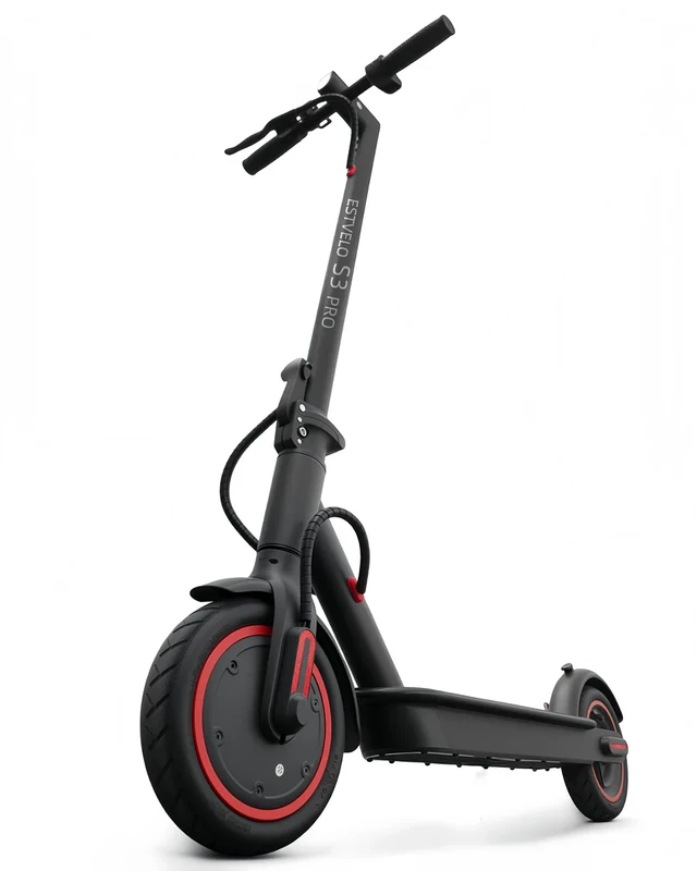 ESTVELO E-Scooter mit Luftreifen, S3 PRO Elektroroller 20km/h - 15% Steigung, 30km Reichweite, 120kg Belastung, Duales Bremssystem, Display, App, E Roller für Erwachsene